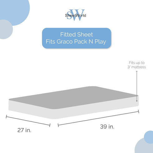 SheetWorld Fitted 100% Cotton Jersey Pack N Play Sheet Fits Graco 27 x 39, Solid Black, Made in USA...