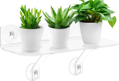 15 Inch Suction Cup Shelf for Plants Window, 6IN Extra Wide with Load-Bearing Brackets Window Shelf for Plants, Acrylic Window Sill Extender for G...