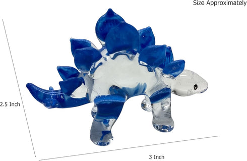 Garden Deco Glow in The Dark Pink Stegosaurus Hand Blown Art Glass Figurine Ornament Sculpture...