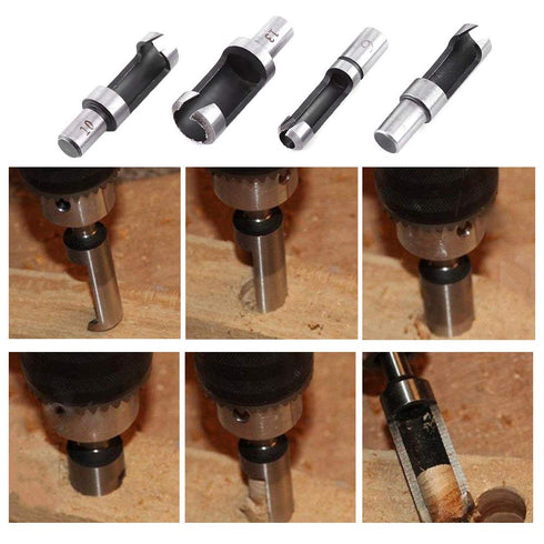 8Pcs Wood Plug Cutter Carbon Steel Straight and Taper Claw Drill Bit Set Woodworking Hole Saw Cutting Tool 5/8" 1/2" 3/8" 1/4"...