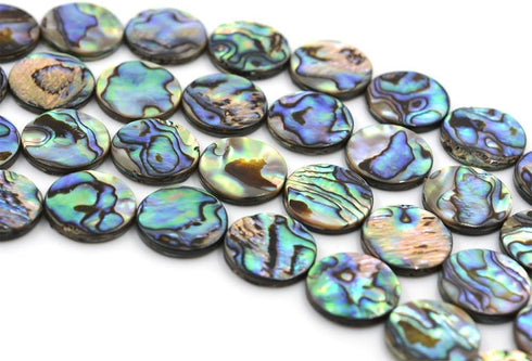18mm Natural Abalone Shell Flat Coin Beads Strand 16 Inch Jewelry Making Beads...