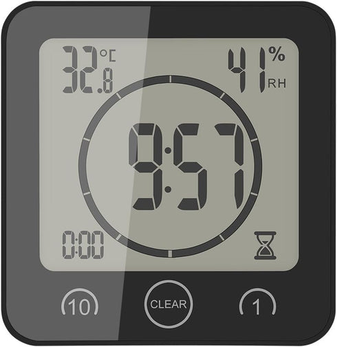 AOZBZ Shower Wall Clock, Digital Kitchen Timer with Alarm, Waterproof Touch Screen Timer, Temperature Humidity Display with Suction Cup Hanging Ho...