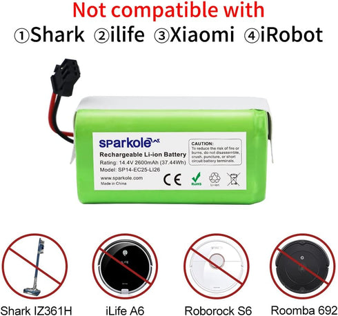 14.4V 2600mAh Replacement Battery for Ecovacs Deebot N79S, N79, DN622, DN622.11 and Eufy Robovac 11, 11S, 11S Max, 30, 30C, G30, G10 Hybrid...