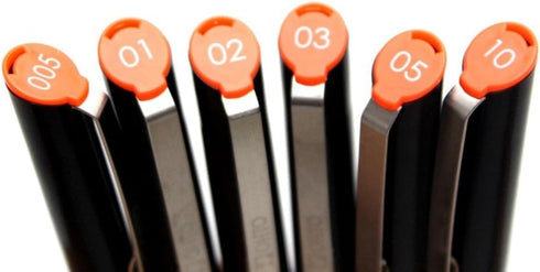 OHTO Graphic Liner Needle Point Drawing Pen - Pigment Ink - Pack of 6...