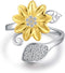 BEILIN Sunflower Ring for Women You are My Sunshine 925 Sterling Silver Adjustable Promise Rings for Daughter Wife Mom...
