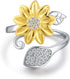 BEILIN Sunflower Ring for Women You are My Sunshine 925 Sterling Silver Adjustable Promise Rings for Daughter Wife Mom...