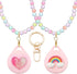 Cute Airtag Necklace Holder for Kids Girls, 2 Pack Love Heart and Rainbow Case Cover for Apple Airtag......