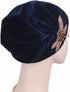 Qhome Fashion Women's Elegant Soft Velvet Turban Beanie with Beaded Flower Hat Chemo Cap Liner for Cancer Hair Loss Ladies...