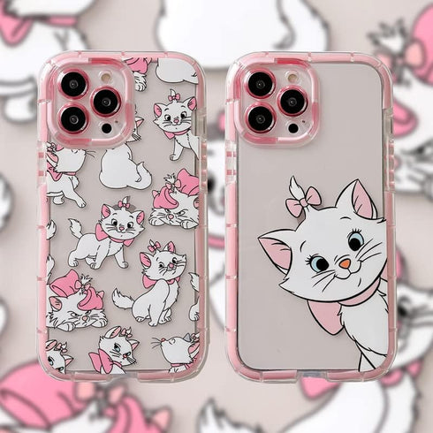 Clear Transparent Soft TPU Light Up in The Dark Case for Apple iPhone 15 Pro Max Cat Kitty Kitten Bow Baby Pink Color Bow Cartoon Anime Cute Lovel...