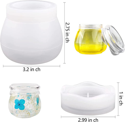 Resin Mold Bottle, Pudding Jar with Lid Silicone Mold for DIY Craft Epoxy Resin Casting, Jewelry Box, Candy Snacks Storage Container,Candle Holder...