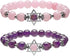 Jovivi 2pcs Natural Semi Precious Gemstone Amethyst Rose Quartz Crystal Bracelets Set Handmade Healing Stone Beads Beaded Stretch Bracelet for Wom...