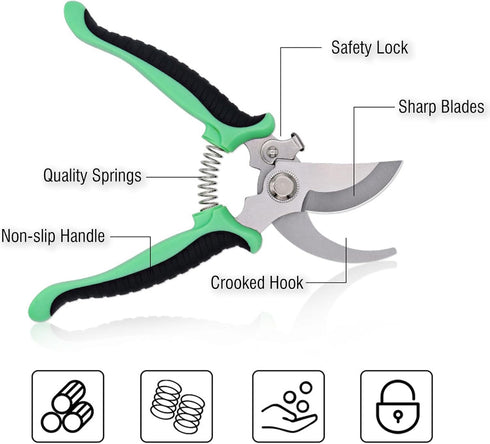 Curve Gardening Scissors, 7 inches Floral Shears for Cutting Flowers, Trimming Plants, Yard, Florist, Herbs, Hedges, Fruits, Green (1)...