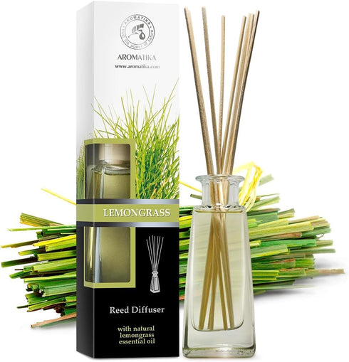 Lemongrass Diffuser w/Lemongrass Oil 3.4 Fl Oz - Scented Reed Diffuser - 0% Alcohol - Diffuser Gift Set - Best for Aromatherapy - Room Air Freshen...