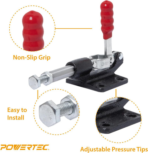 POWERTEC 1PK Toggle Clamp, 500lbs Holding Capacity, 305CM Quick Release Push Pull Clamp for Woodworking Jigs and Fixtures, Pocket Hole Jigs, Weldi...