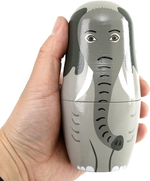 Bgraamiens Nesting Dolls Russian Matryoshka Wood Stacking Dolls for Kids Handmade Toys (Animals)...