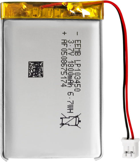 EEMB Lithium Polymer Battery 3.7V 1800mAh 103450 Lipo Rechargeable Battery Pack with 2 Wires JST 2.0mm Connector for Speaker and Wireless Device- ...