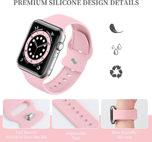 Upgrade Bands Compatible with Apple Watch Band 42mm 44mm 45mm for Women Men,3 Pack Soft Silicone Replacement Sport Watch Strap for iWatch SE Serie...