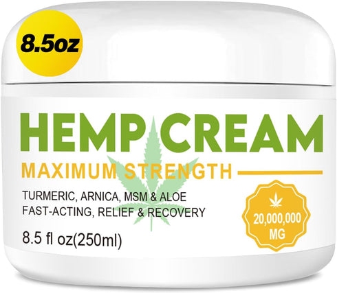8.5 oz Pain Relief Cream - Maximum Strength - Arnica, MSM, Turmeric, Emu Oil, Menthol, Aloe - for Discomfort in Muscles, Joints, Knees, Back, Elbo...