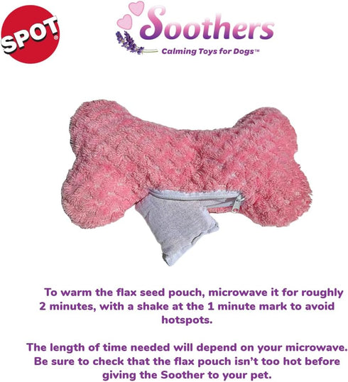 SPOT Soothers Warm Hug Bone - Calming Plush Dog Toy with Lavender Scented Beads, Removable Squeaker, Microwavable Warming Pouch, Separation Anxiet...