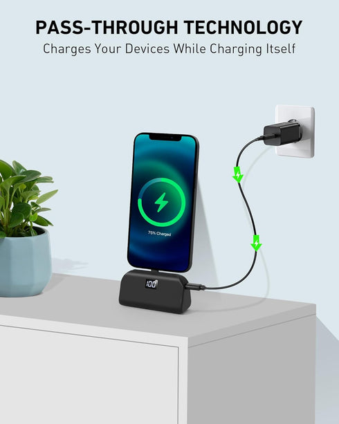 Mini Portable Charger for iPhone with Built in Cable, 4,800mAh Small Power Bank Fast Charging, Compatible with 14/14 Pro Max/13/13 Pro Max/12/12 P...