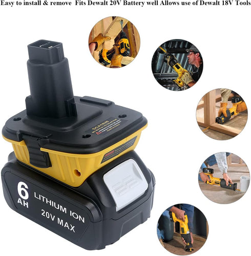 2-Packs DCA1820 18V to 20V Battery Adapter Replace for Dewalt 20V MAX Lithium Battery DCB200 DCB203 DCB204 DCB205 DCB206 for Dewalt 18Volts Tools ...