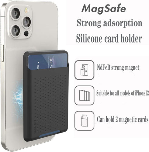 BIAJIYA Card Holder for Back of Phone for Stand MagSafe Magnetic Silicone Wallet Compatible with iPhone17/16/15/14/13/12/12 Pro/ 12 Mini/ 12 Pro M...