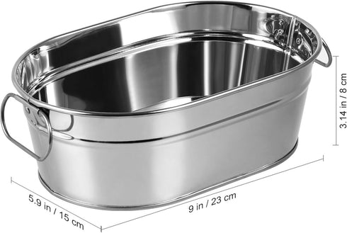 Homoyoyo Beverage Tub Large Oval Ice Bucket Stainless Steel Drink Cooler Wine Beer Bottle Bucket Seafood Tin Bucket for Home Parties...