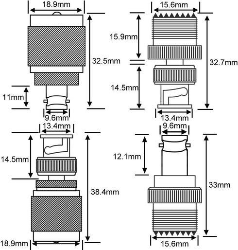BNC to UHF 4 Type 8 PCS RF Connector Kit Coaxial BNC Male Female to UHF Male Female RF BNC UHF Radios Adapter Kit for Antennas Wireless LAN Device...