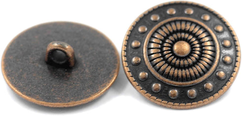 Bezelry 10 Pieces Beads Wheel Metal Shank Buttons. 23mm (7/8 inch) (Antique Copper)...