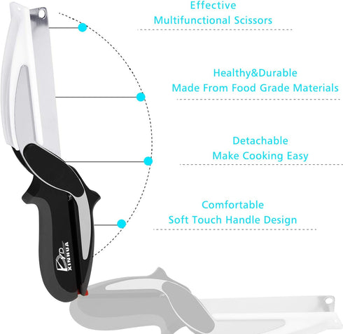 Kitchen Food Cutter Chopper Clever Kitchen Knife with Cutting Board, Clever Multipurpose Food Scissors Stainless Steel Vegetable Slicer Fruit Cutt...