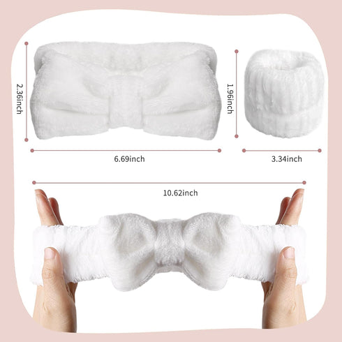 WSYUB Spa Headband and Wristband Set, Face Wash Headband, Makeup Skincare Headband Wrist Bands for Washing Face, White...