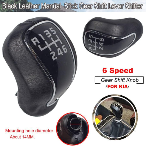 Hacreyatu Leather Manual Stick Gear Shift Knob Lever Shifter 6 Speed for Hyundai Creta IX25 Kia Forte Cerato K3 Ceed 2012-2016...
