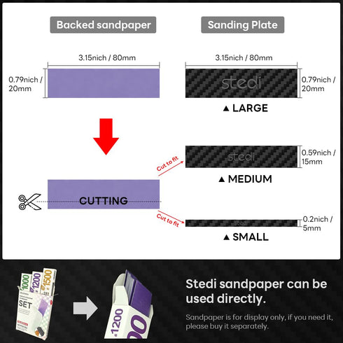 stedi Carbon Fiber Sanding Sticks, Hobby Model Tools, 7-piece set (3"×0.6",3"×0.4",3"×0.2" and 4 Detail Sanding Boards) Professional Sanding Stick...