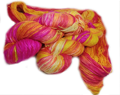 100% Recycled and Hand-Dyed Silk Roving Worsted Yarn, Luxurious & Soft Silk Roving | Ideal for Knitting, Crocheting, Crafting | Smooth Texture & f...