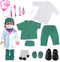 Doll Doctor Outfits and Medical Kit Accessories for 18 Inch Fashion Dolls, includes White Coat, Green Scrubs, Doctor Surgical Gown and Tools Plays...