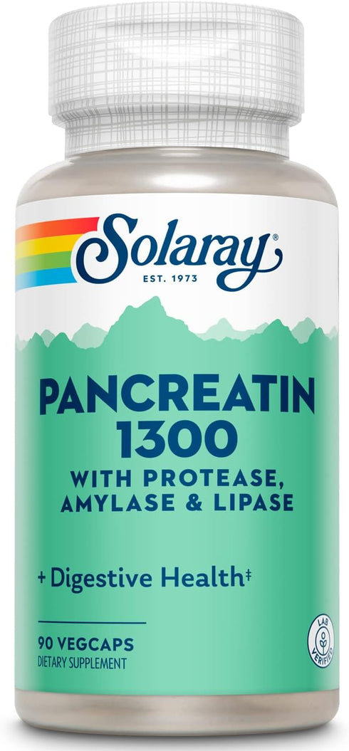 SOLARAY Pancreatin Supplement, 1300 mg, 90 Count...