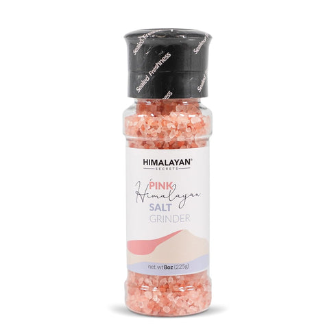 Himalayan Secrets Natural Pink Cooking Salt in Refillable Grinder - 8 oz Healthy Unrefined Coarse Salt Packed with Minerals - Kosher Certified...