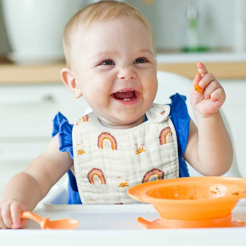 Zainpe 6Pcs Snap Muslin Cotton Bibs for Baby Rainbow Sun Star Bib Adjustable Feeding Bib Machine Washable Unisex Burp Cloths with 6 Absorbent Soft...