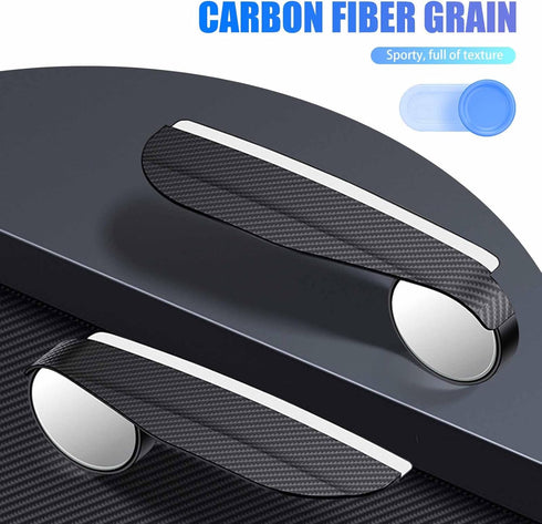 2 PCS Car Rearview Blind Spot Mirror Rain Eyebrow Integrated, 2-in-1 Carbon Fiber Rain Eyebrow Reflective Protection Shield, Adjustable Expanded V...