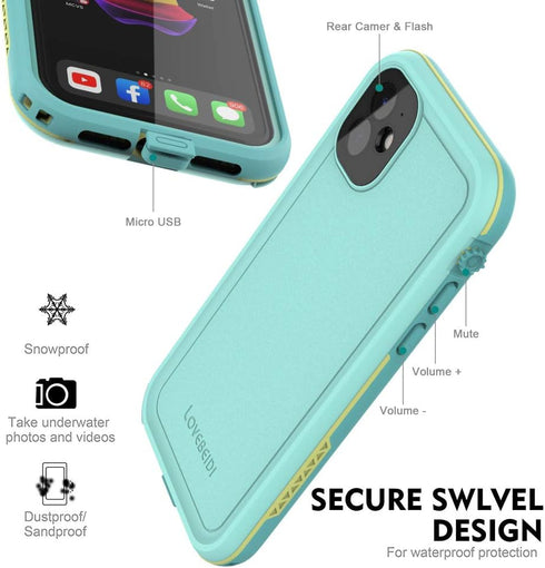 for iPhone 11 Waterproof Case 6.1 Screen Protector Underwater Shockproof Full-Body Dustproof Rugged Case for Aplle iPhone 11 (Cyan Green)...