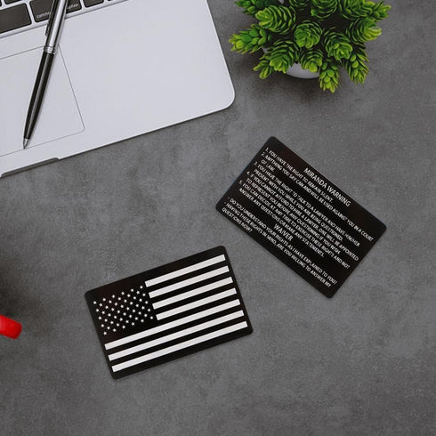 3Pcs Black Miranda Card with Torn American Flag on The Miranda Warning Card Miranda Rights Standard Field Sobriety Test Clues Cards Police Gift,Ca...
