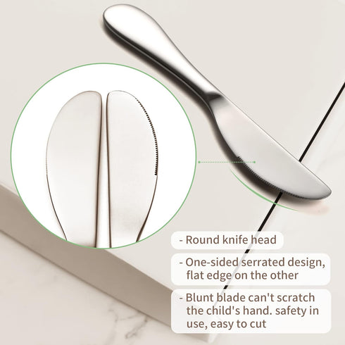 Kids Silverware Set, EIUBUIE18/10 Stainless Steel Metal Toddler Utensils, Safe Reusable Child Cutlery Flatware Includes Fork Knife Table Spoons fo...