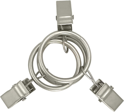 44 Pack Metal Curtain Rings with Clips, Drapery Clips with Rings, Drapes Rings 1 in I D, Fits Diameter 6/8 in Curtain Rod, Matte Silver...