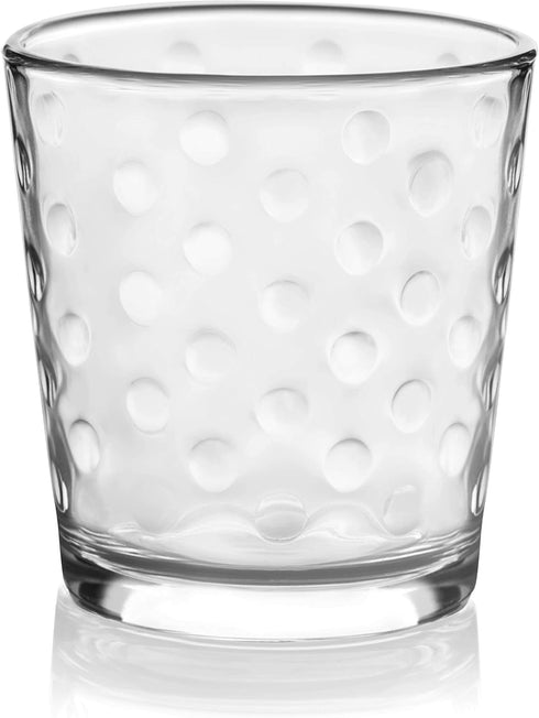 Libbey Awa Tumbler and Rock Glasses Drinking Set, Elegant Polka Dot Drinking Glasses Set of 16, All Purpose Glass Cups Set for Events and Everyday...