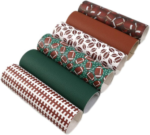 Football Soccer Ball Printed Faux Leather Sheet PU Textured Grain Leather Sheet Assorted 6 PCS 7.9" x 13.4" (20 cm x 34 cm) for Hair Accessories D...