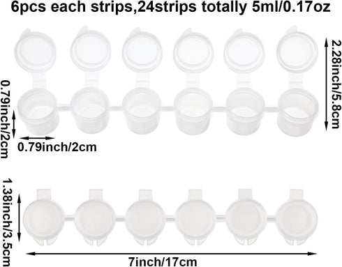 24 Strips 144 Pots Empty Paint Pots Strips Mini Acrylic Paint Storage Container with Lid Painting Arts Crafts Supplies for Classrooms Schools Pain...