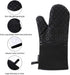 Set of 4 Oven Mitts and Pot Holders, 482 F Heat Resistant Hot Plate Moving Non-Slip Gloves for BBQ, Grill, Baking, Cooking, Oven, Microwave (Black...