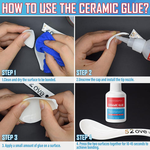 Ceramic Glue, 30g Clear Ceramic Glue Repair for Pottery and Porcelain, Instant Strong Glue for Porcelain, Metal, Dishes, Glass, Plastic, Rubber an...