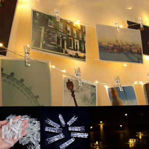 128 Pieces Photo Clips Mini Transparent Plastic Clear Clips, Clothespins Binder Clips for Hanging String Fairy Lights Picture, Polaroid Clips as G...
