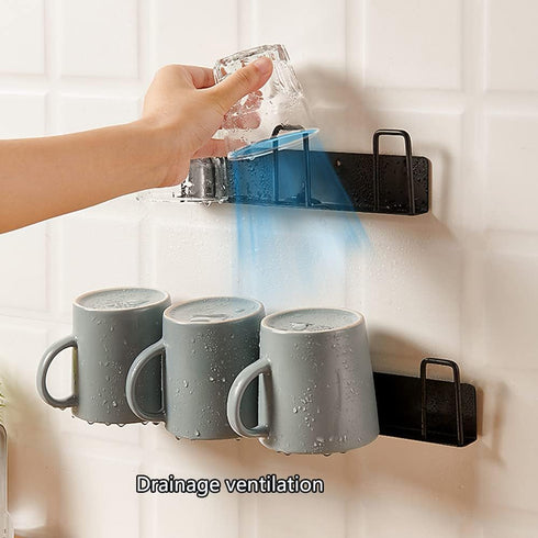 Mug Holder (2pcs) - Wall-Mounted Storage Hooks, Metal, 4 Cup Holders, Max 10kg Load, for Kitchen, Living Room, Office...